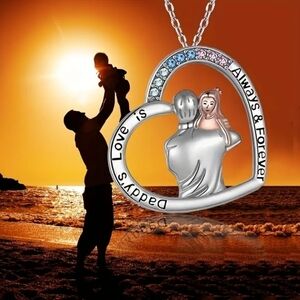 Daddy and Daughter heart pendant necklace